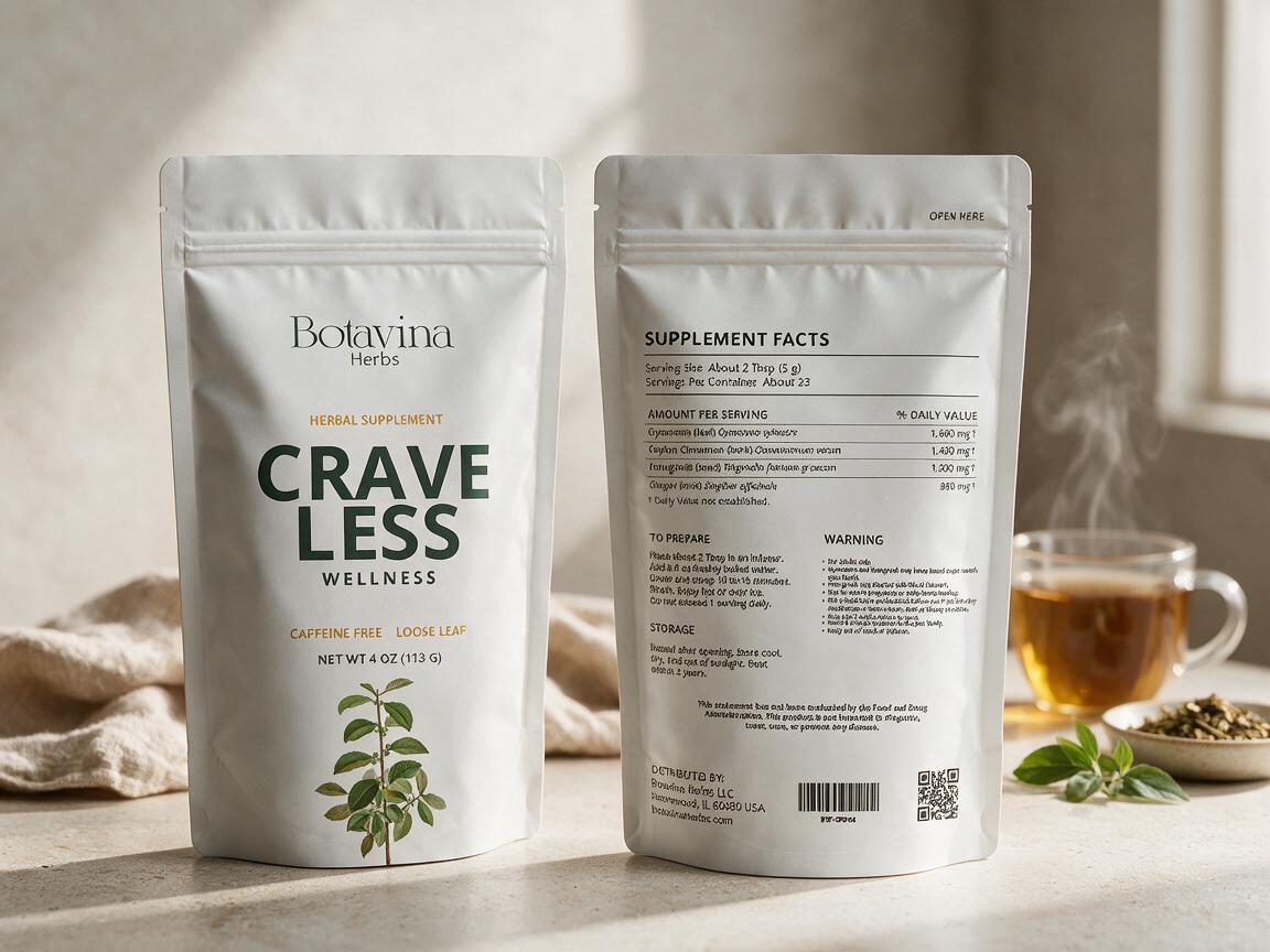 CraveLess Wellness herbal tea pouches