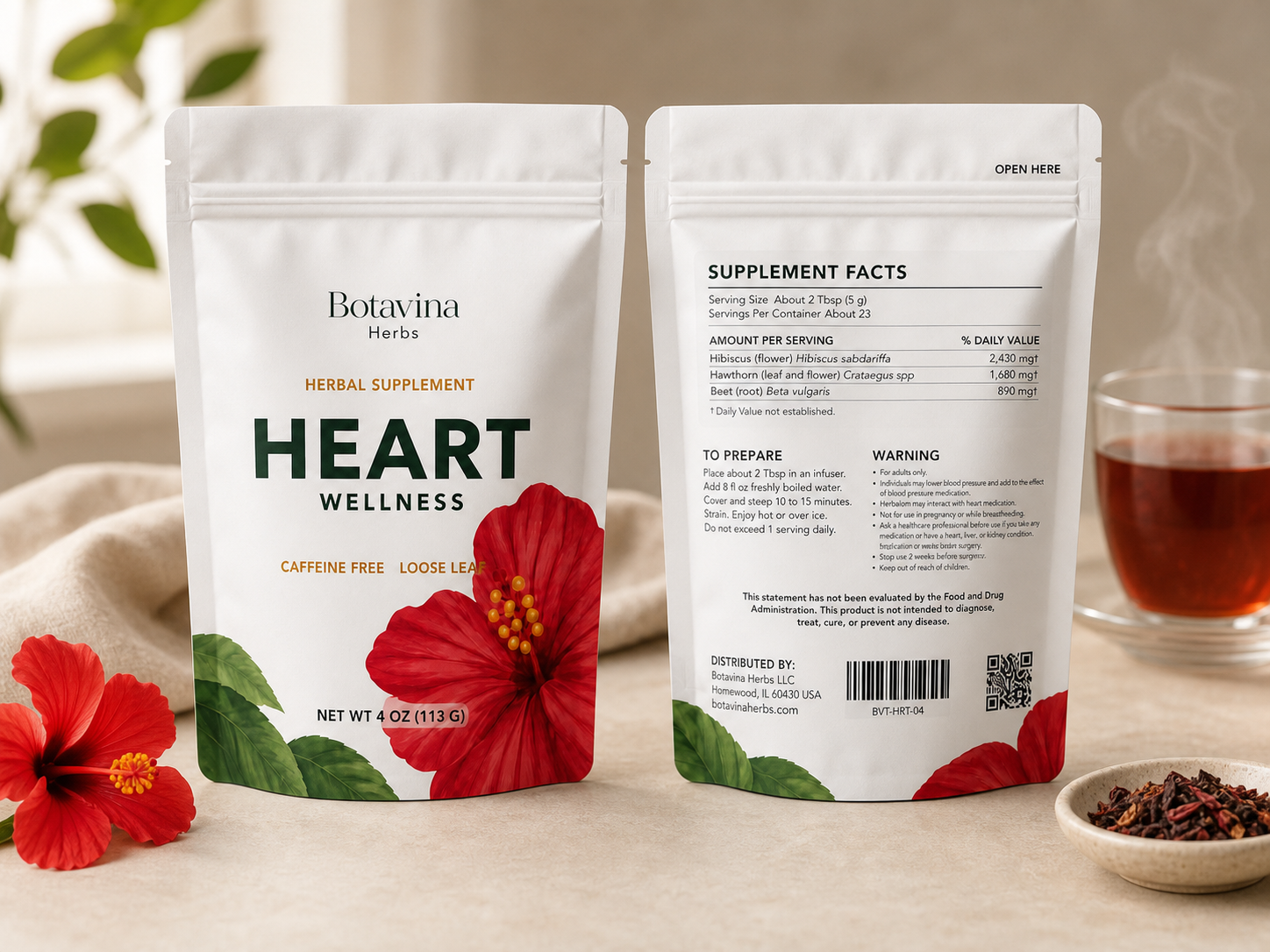 Heart Wellness herbal tea pouch