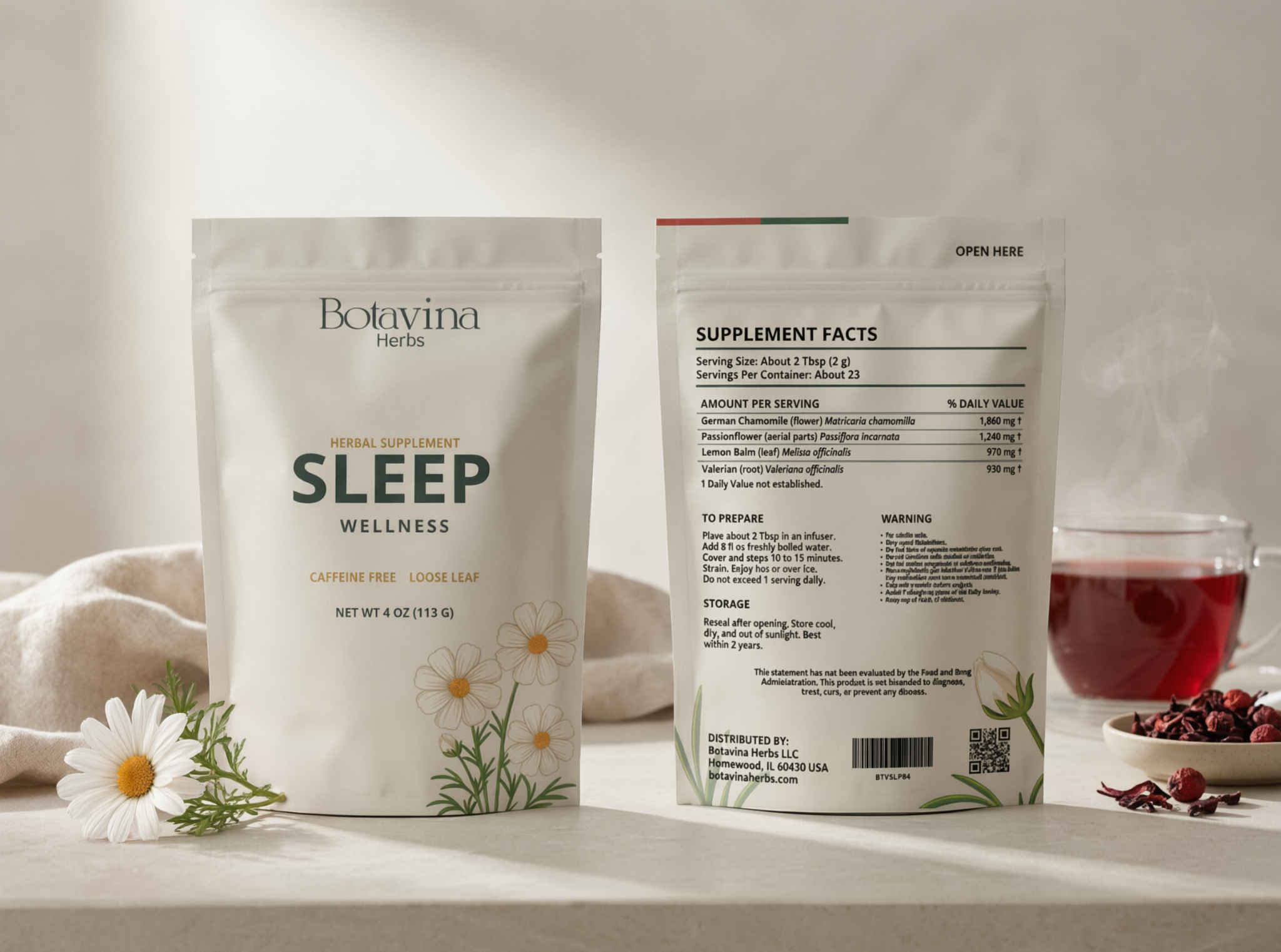 Sleep Wellness herbal tea pouch